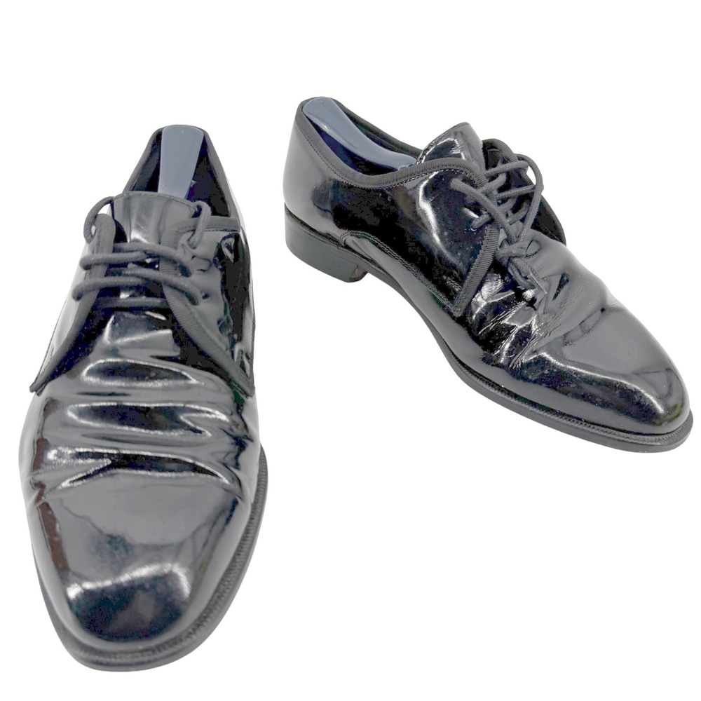 Vito Rufolo Dress Shoes Tuxedo Mens 9 Black Patent Leather Made in Italy Derby
